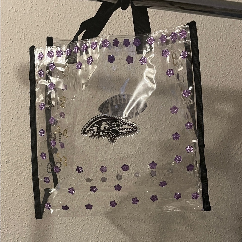 Custom RAVENS Clear Tote Bag with Purple Floral Accents!